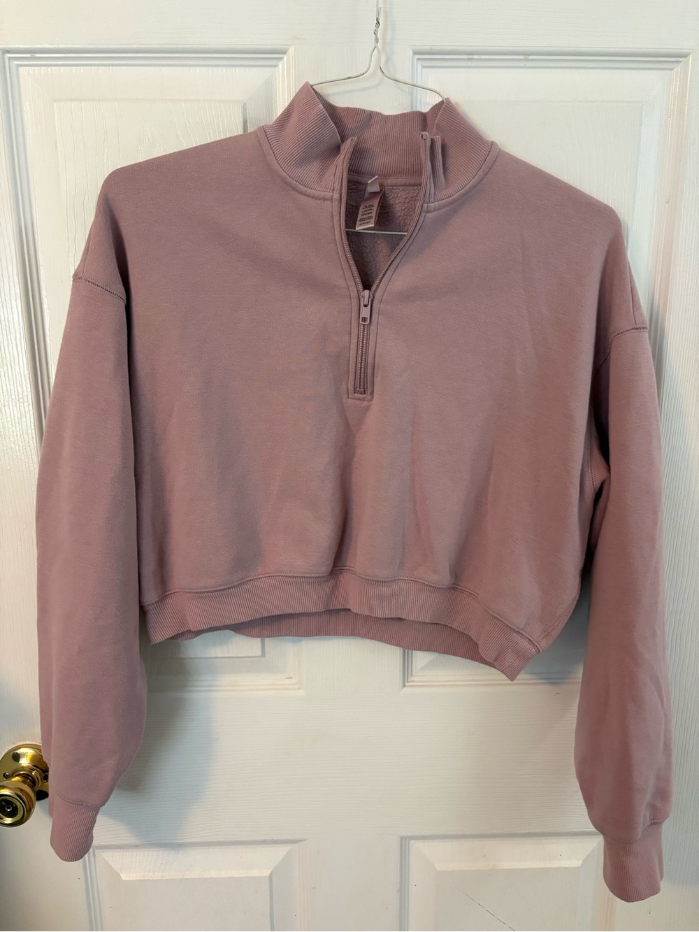 SKIMS Cotton Fleece Cropped Half-Zip Sweater - Picture 2 of 4